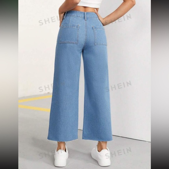 SHEIN PETITE Women's WideLeg Denim PantsLight Wash / Petite M(6) - Picture 2 of 2
